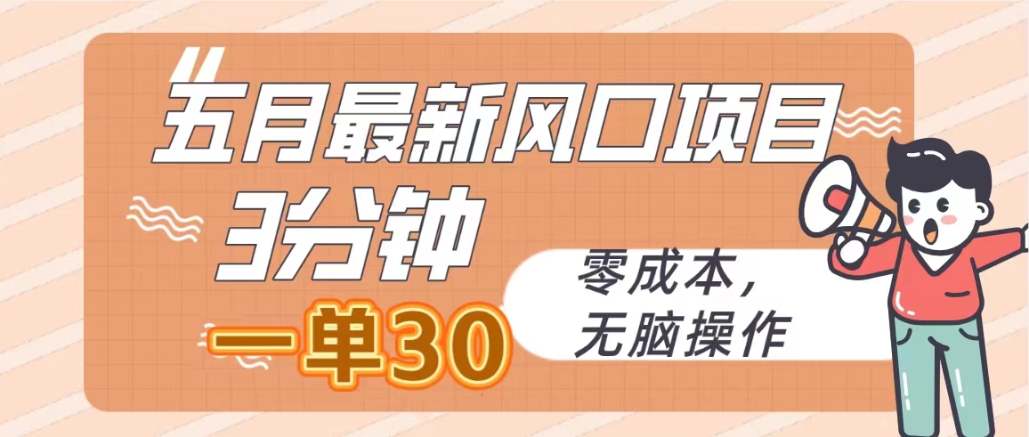 （10256期）五月全新蓝海项目，3min一单30，零成本，没脑子实际操作-网创e学堂