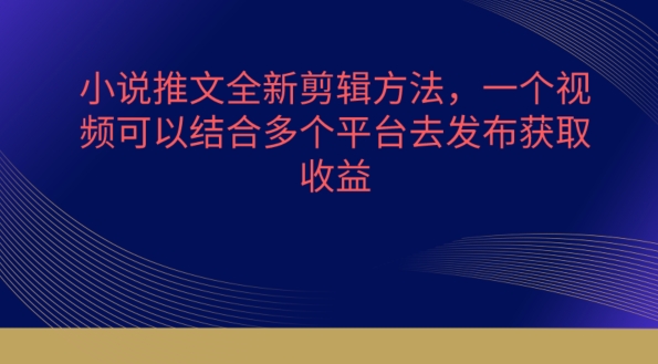 小说推文全新升级剪辑方法，一个视频需要结合各个平台去公布获得【揭密】-网创e学堂