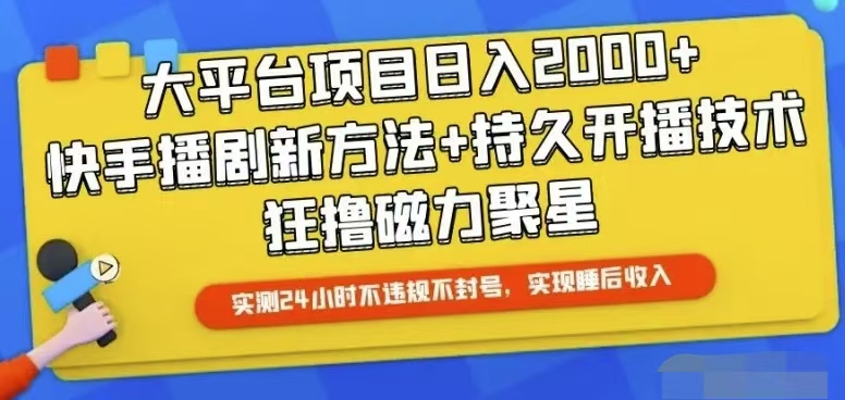 （10694期）快手视频24钟头无人直播，从而实现睡后盈利-网创e学堂