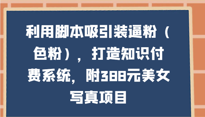 运用脚本制作吸引住装B粉（颜料），打造出知识付费系统，附388元美女写真新项目-网创e学堂