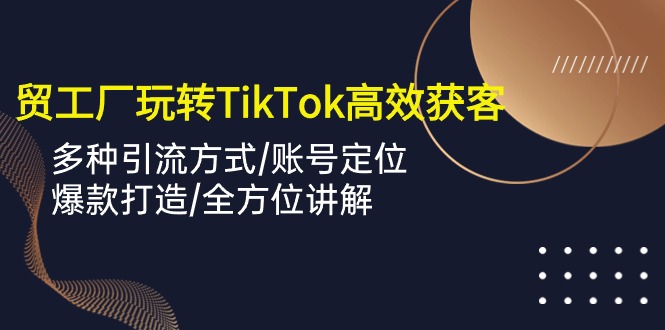 外贸工厂轻松玩TikTok高效率拓客，多种多样推广方式/内容创作/爆款打造/多方位解读-网创e学堂