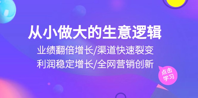 自小做大生意逻辑性：销售业绩翻倍增长/方式迅速裂变式/盈利持续增长/全网推广自主创新-网创e学堂