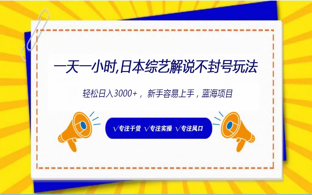 日本综艺节目讲解防封号游戏玩法，轻轻松松日入1000 ，全新生态-网创e学堂