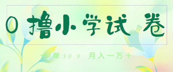 全网独家蓝海冷门项目，0撸小学试卷，一单39.9.小白可做，简单无脑月入一万的好项目-网创e学堂