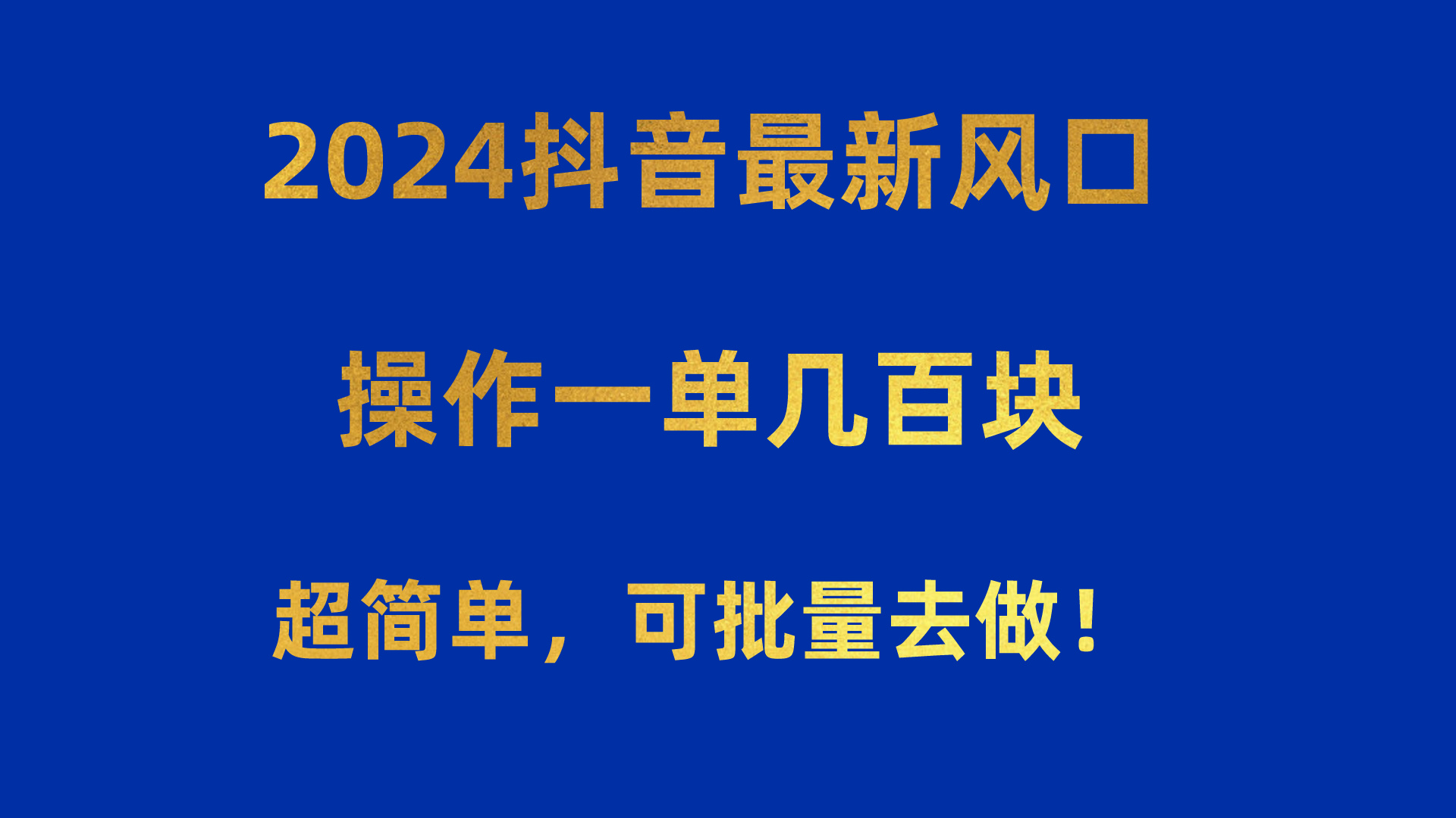 （10413期）2024抖音最新出风口！实际操作一单几百元！超级简单，可大批量去干！！！-网创e学堂