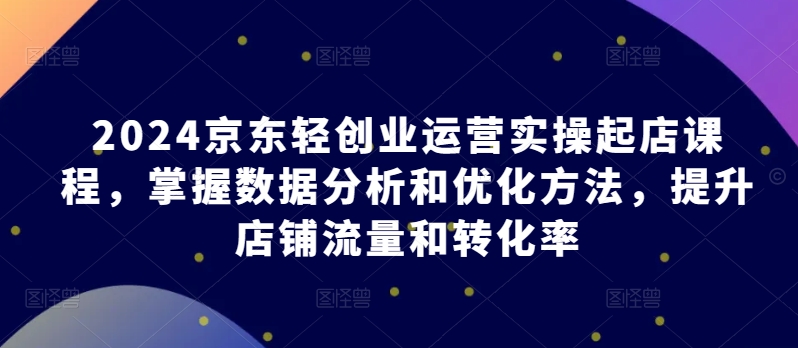 2024京东轻创业运营实操起店课程，掌握数据分析和优化方法，提升店铺流量和转化率-网创e学堂