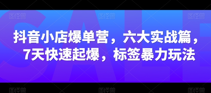 抖店打造爆款营，六大实战篇，7天迅速爆款，标识暴力行为游戏玩法-网创e学堂