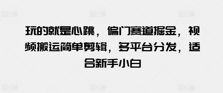 玩的就是心跳，偏门赛道掘金，视频搬运简单剪辑，多平台分发，适合新手小白【揭秘】-网创e学堂