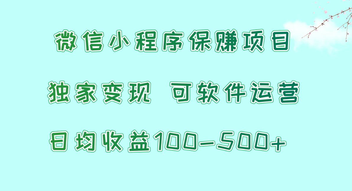 小程序保赚新项目，日均盈利100~500 ，独家代理转现，可软件运营-网创e学堂