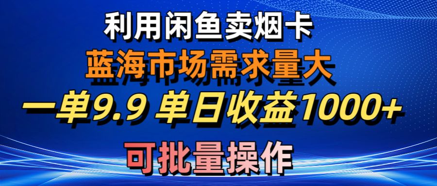 （10579期）运用咸鱼卖烟卡，瀚海市场需求量大，一单9.9单日盈利1000 ，可批量处理-网创e学堂