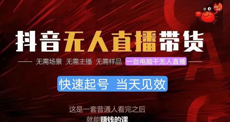 抖音无人直播卖货，新手就能快速上手，无需真人出镜-网创e学堂