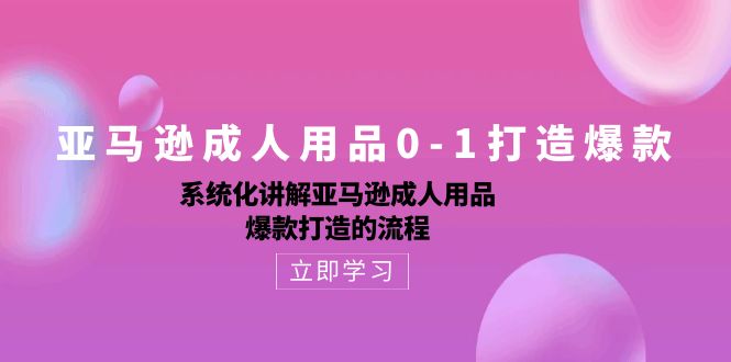 （10493期）亚马逊平台两性用品0-1推出爆款：专业化解读亚马逊平台两性用品爆款打造的操作流程-网创e学堂