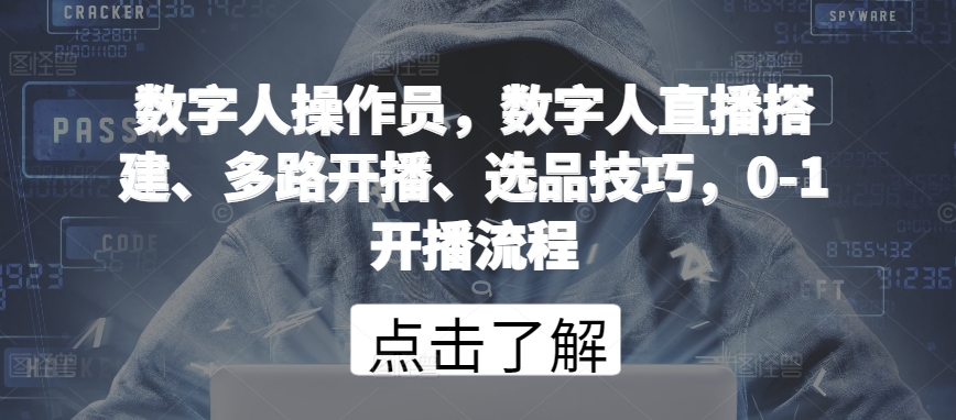 数字人操作员，数字人直播搭建、多路开播、选品技巧，0-1开播流程-网创e学堂