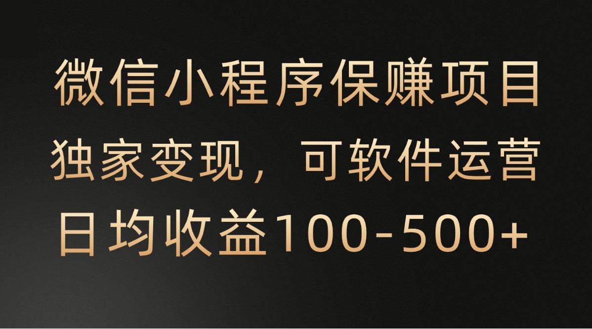 微信小程序，腾讯保赚项目，可软件自动运营，日均100-500+收益有保障-网创e学堂