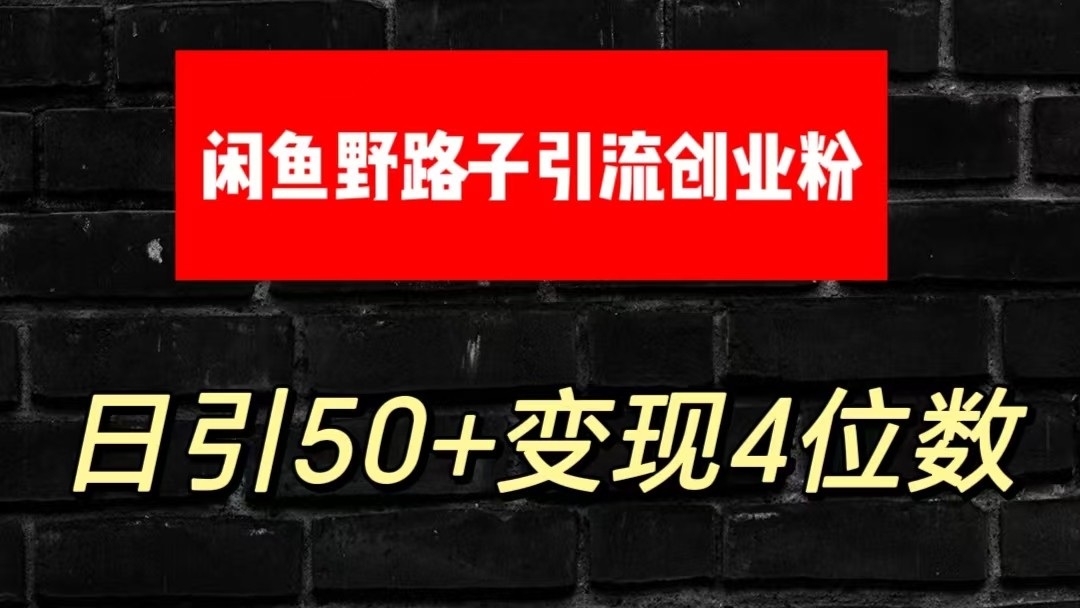 大眼闲鱼野路子引流创业粉，日引50+单日变现四位数-网创e学堂