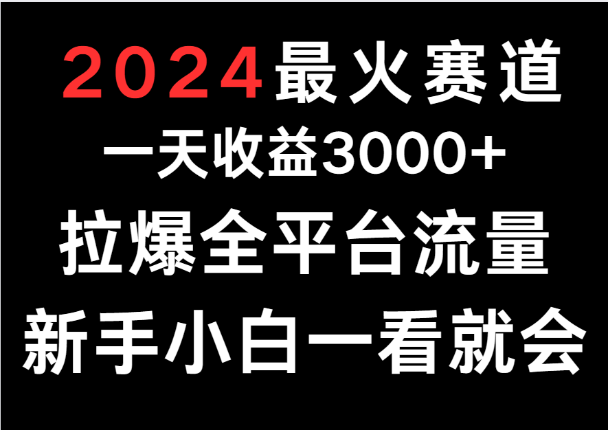 2024最红跑道，一天收一3000 .拉爆全用户流量，新手入门一看就会-网创e学堂