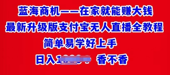 在家也能挣大钱全新全新升级支付宝钱包无人直播全实例教程，简单易学的好上手-网创e学堂