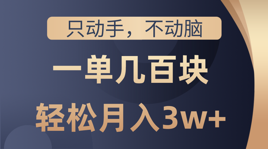 （10561期）只动手不动脑，一单几百块，轻松月入3w+，看完就能直接操作，详细教程-网创e学堂