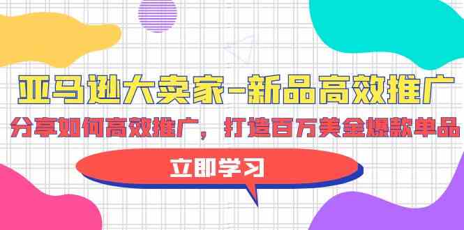 亚马逊大卖家新品高效推广，分享如何高效推广，打造百万美金爆款单品-网创e学堂