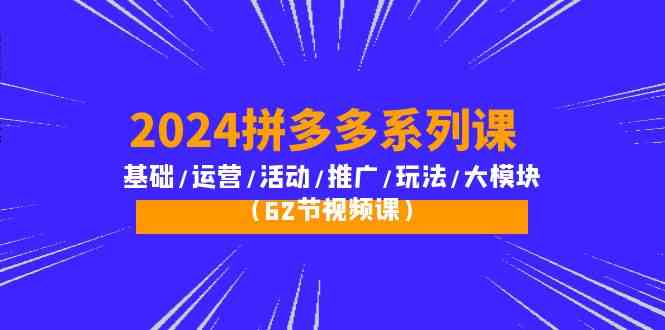 2024拼多多平台系列产品课：基本/经营/主题活动/营销推广/游戏玩法/大控制模块（62节视频课程）-网创e学堂