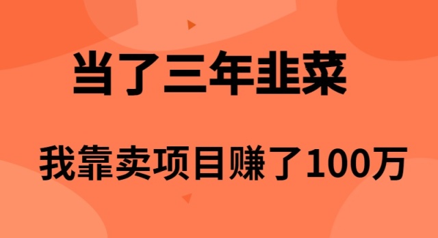 （10149期）当上3年韭莱，卧槽卖项目挣了100万-网创e学堂