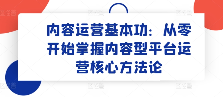 内容营销基本技能：从零开始把握具体内容型平台运营核心科学方法论-网创e学堂