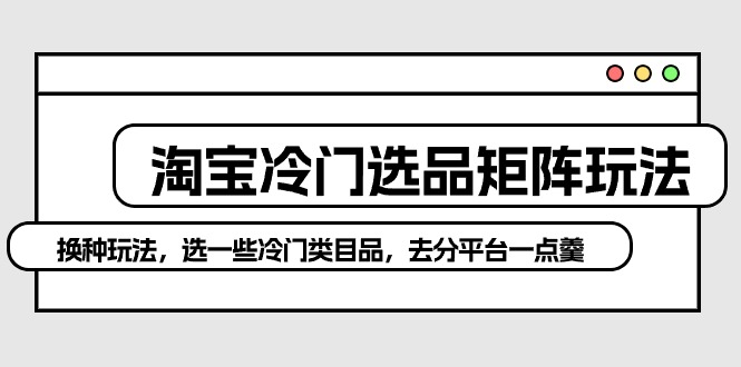 （10159期）淘宝网小众选款引流矩阵游戏玩法：换个游戏玩法，选一些冷门类目品，去分服务平台一点羹-网创e学堂