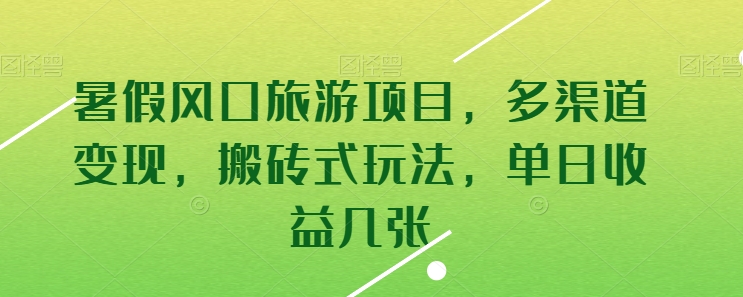 暑假风口旅游项目，多渠道变现，搬砖式玩法，单日收益几张【揭秘】-网创e学堂