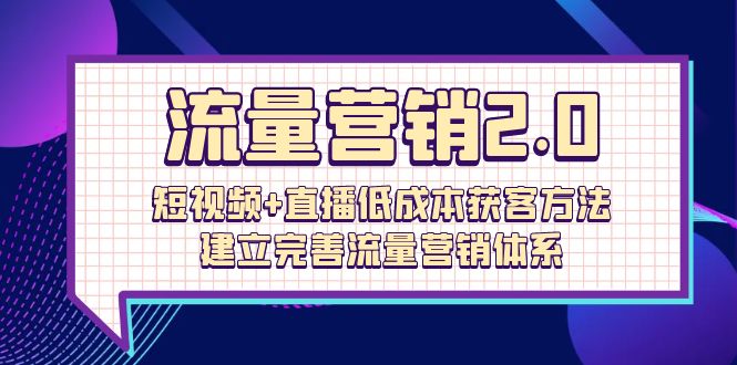 （10114期）总流量-营销推广2.0：小视频 直播间降低成本获客方法，建立和完善流量营销管理体系（72节）-网创e学堂