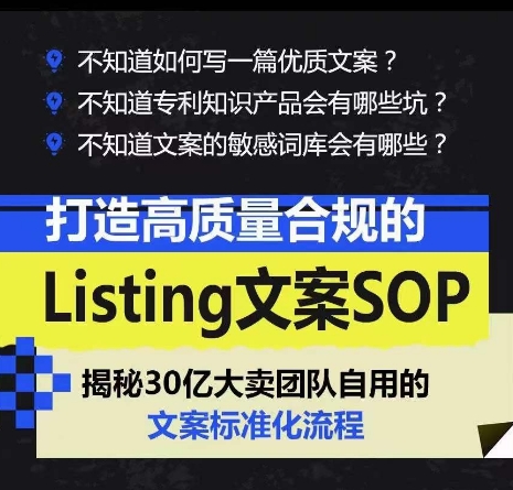 打造高质量合规Listing创意文案SOP，把握亚马逊平台文案工作标准化-网创e学堂