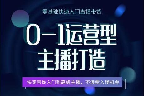 0-1经营型网络主播打造出，迅速陪你新手入门高端网络主播，避免浪费进场机遇-网创e学堂