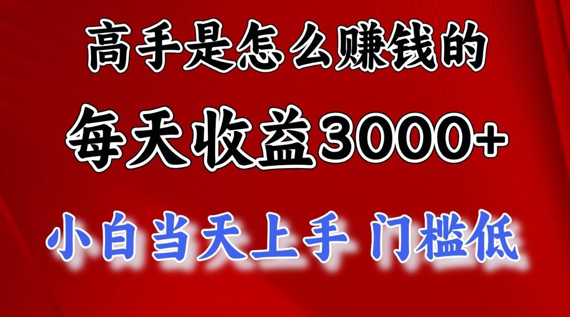 高手是怎么赚钱的，一天收益3000+，闷声发财项目，不是一般人能看懂的-网创e学堂