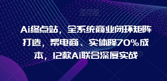 Ai终点站，全系统商业闭环矩阵打造，帮电商、实体降70%成本，12款Ai联合深度实战-网创e学堂