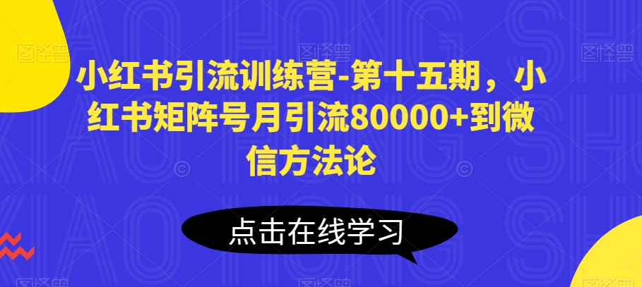 小红书引流夏令营-第十五期，小红书的矩阵账号月引流方法80000 进微信科学方法论-网创e学堂