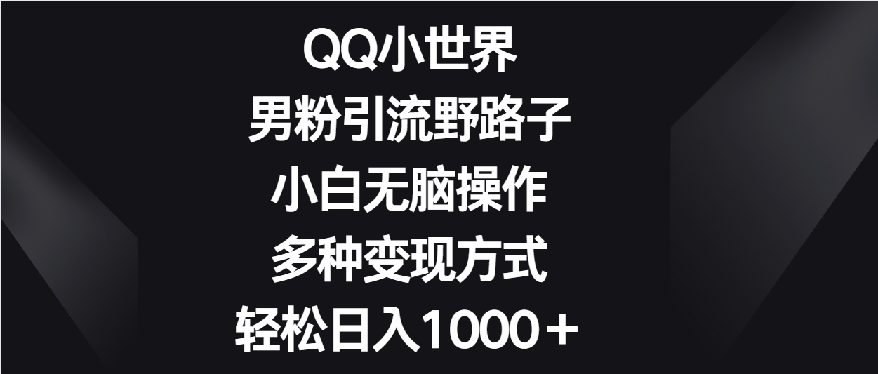 QQ小天地粉丝引流方法歪门邪道，新手没脑子实际操作，多种多样变现模式轻轻松松日入1000＋-网创e学堂