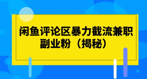 闲鱼评论区暴力截流兼职副业粉(揭秘)-网创e学堂