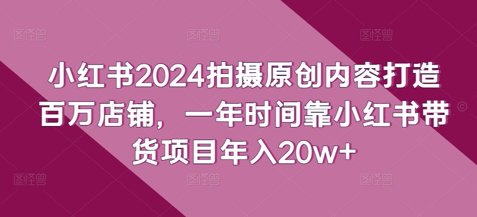 小红书的2024拍照优质内容打造出上百万店面，一年时间靠小红书的卖货新项目年收入20w-网创e学堂