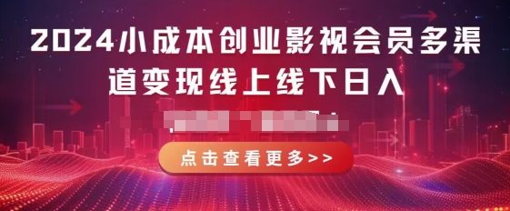 2024低成本创业视频会员多种渠道转现线上与线下，每天都会有盈利-网创e学堂