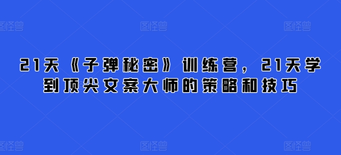 21天《子弹秘密》夏令营，21天学习到顶尖文案高手的思路与技巧-网创e学堂