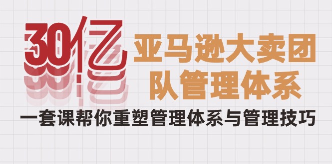 （10178期）30亿-亚马逊平台热销精英团队管理模式，一套课替你重构管理模式与管理技能-网创e学堂