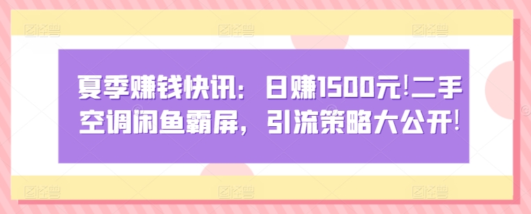 夏季赚钱快讯：日赚1500元，二手空调闲鱼霸屏，引流策略大公开!-网创e学堂