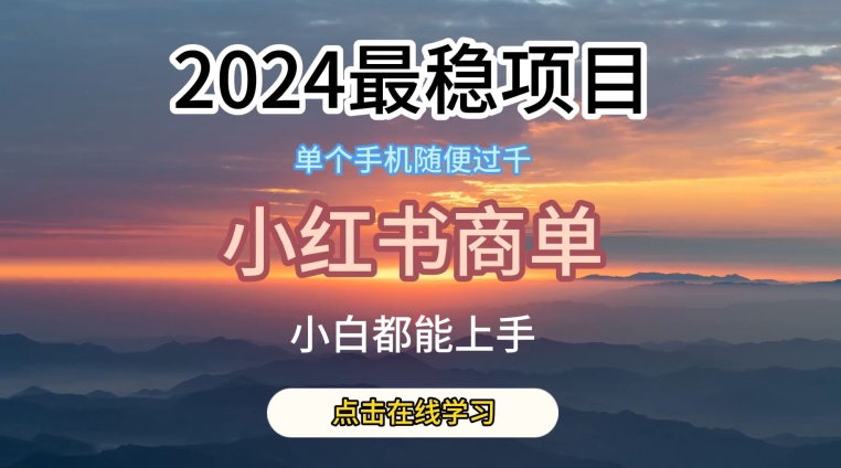 2024比较稳定蓝海项目，小红书的商单新项目，没有之一【揭密】-网创e学堂