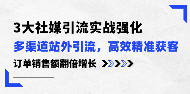 （10563期）3大社交媒体引流方法实际操作加强，多种渠道站外引流/高效率营销获客/订单信息销售总额翻倍增长-网创e学堂