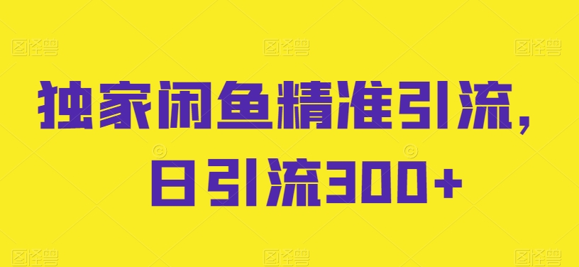 独家代理闲鱼平台精准引流方法，日引流方法300 【揭密】-网创e学堂