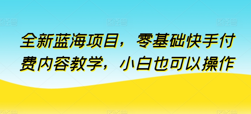 全新升级蓝海项目，零基础快手视频付费视频课堂教学，新手也可以操作【揭密】-网创e学堂