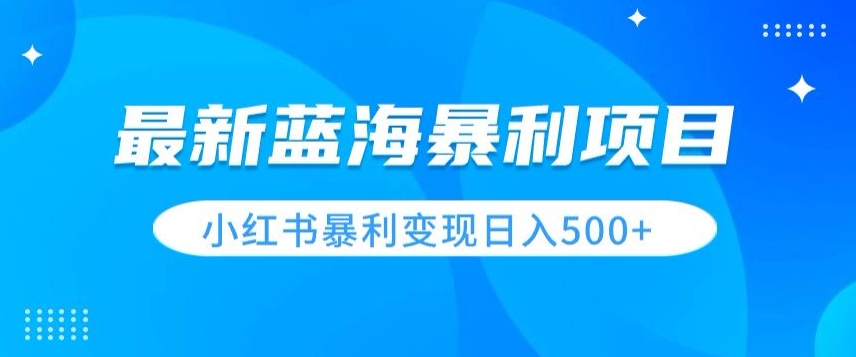 最新暴利蓝海项目，小红书图文变现，轻松实现日收益500+-网创e学堂