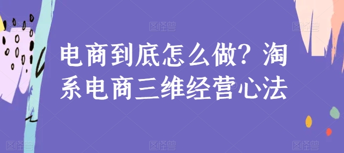 电商到底怎么做？淘系电商三维经营心法-网创e学堂