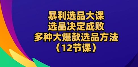 爆利选款大课：选款决定成败，教大家多种多样大爆品选款方式(12堂课)-网创e学堂