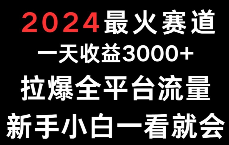 2024最火赛道一天收益3000+拉爆全平台流量新手小白一看就会-网创e学堂