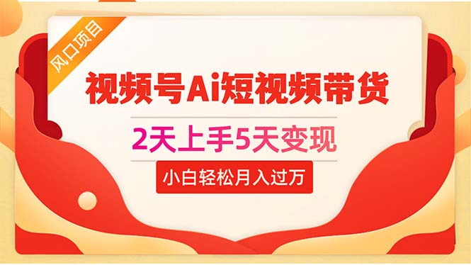 （10807期）2天上手5天变现视频号Ai短视频带货0粉丝0基础小白轻松月入过万-网创e学堂